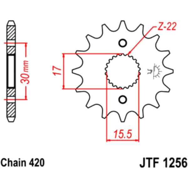 Front sprocket 13tooth pitch 420 JTF125613 fitting for Honda CRF  50 AE03A 2005, 3 PS, 2,2 PS