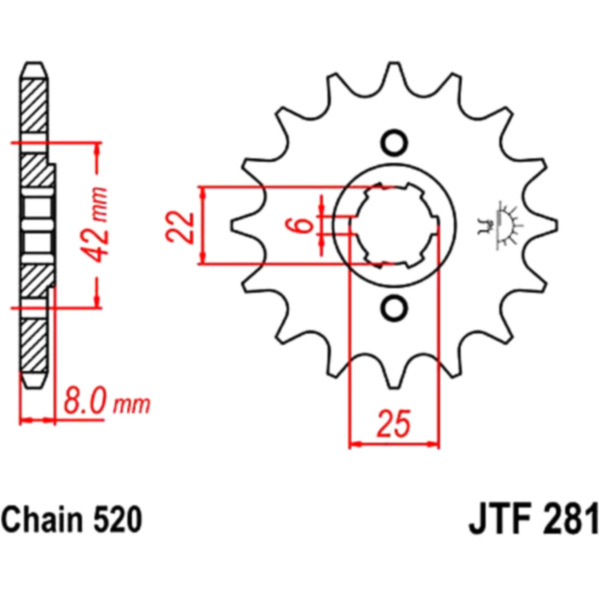 Zahnrad Ritzel 14Z Teilung 520 JTF28114