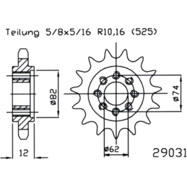 Front sprocket 22tooth pitch 525 fitting for Aprilia SRV  850 M55103/M55104 2012, 76 PS, 56 kw