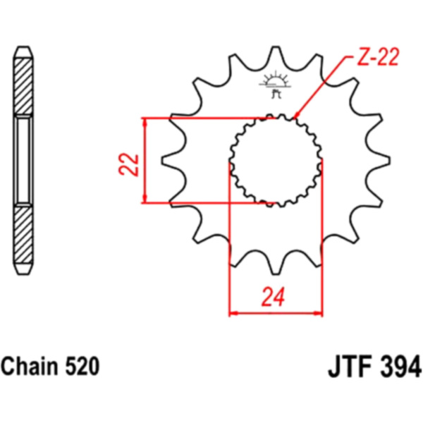 Front sprocket 15tooth pitch 520 JTF39415 fitting for Aprilia SX  125 RV000 2008, 23 PS,17 kw