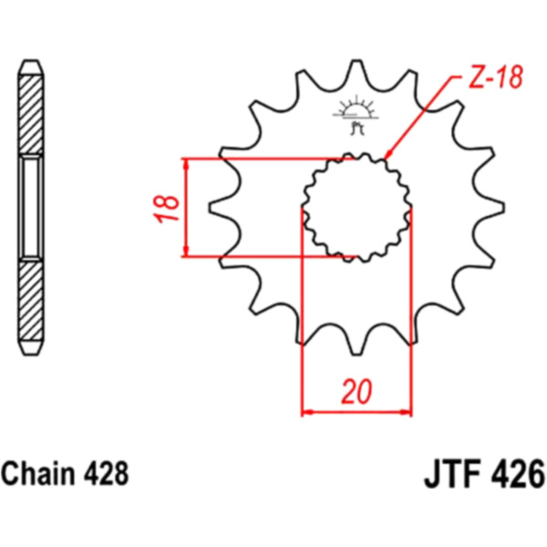 Front sprocket 16t pitch 428