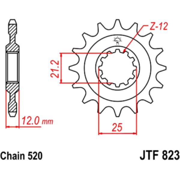 Front sprocket 14tooth pitch 520 JTF82314 fitting for Husaberg FE Enduro 600  1995, 59 PS, 43 kw