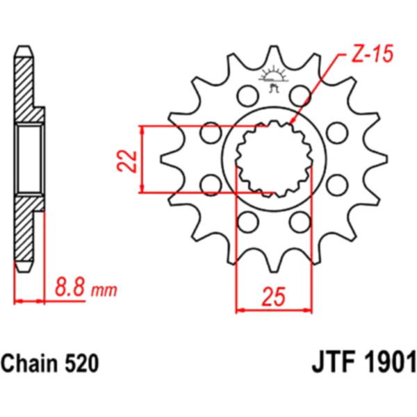 Front sprocket racing 15tooth pitch 520