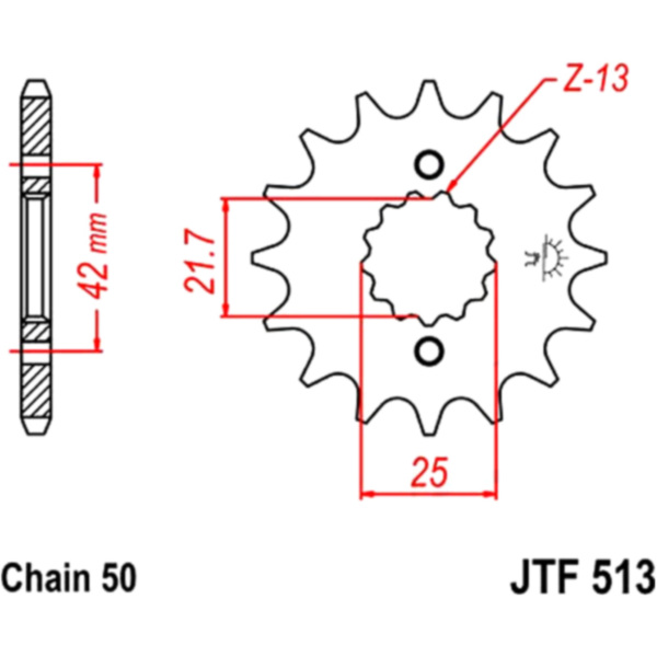 Front sprocket 17tooth pitch 530 JTF51317 fitting for Cagiva X-Tra Raptor  1000 M201AAY 2005, 113 PS, 83 kw