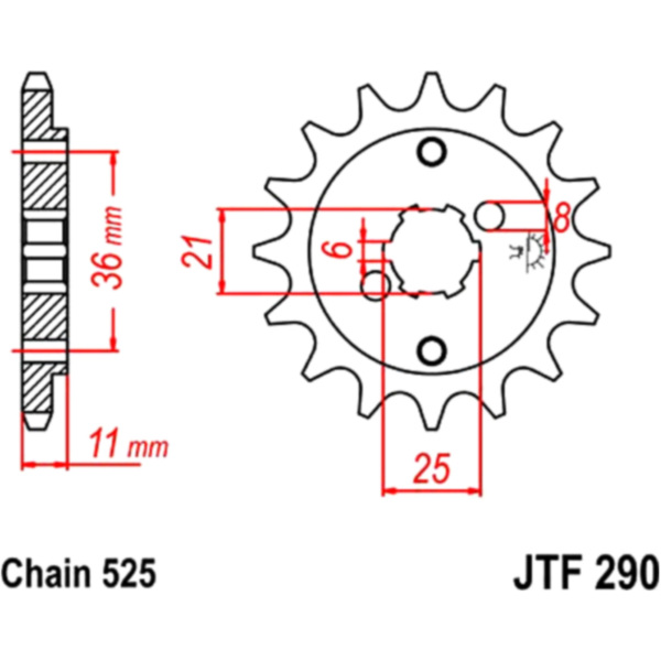 Zahnrad Ritzel 15Z Teilung 525 JTF29015