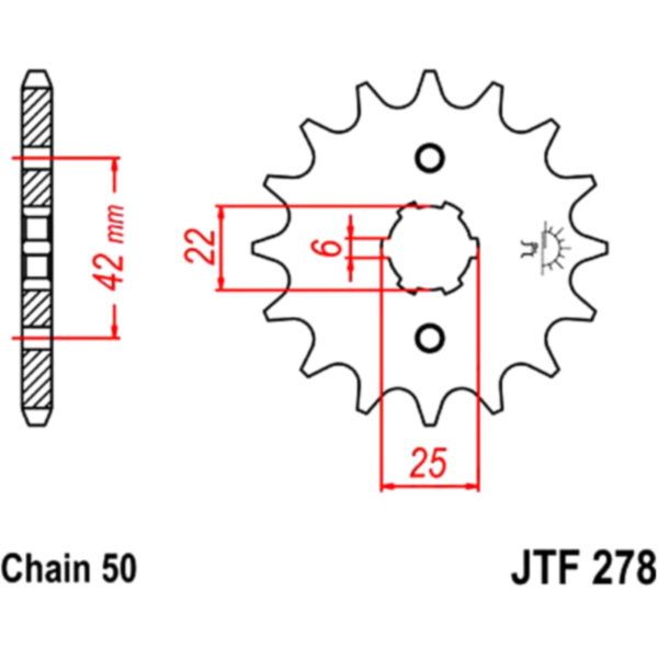 Front sprocket 17tooth pitch 530 JTF27817 fitting for Honda CB Twin 500 CB500T 1974, 42 PS, 31 kw