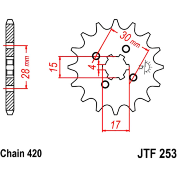 Front sprocket 12tooth pitch 420 JTF25312 fitting for Sky Team ST50-6A Skymax Automatik10 Zoll 50  2014, 2,6 PS, 1,9 kw