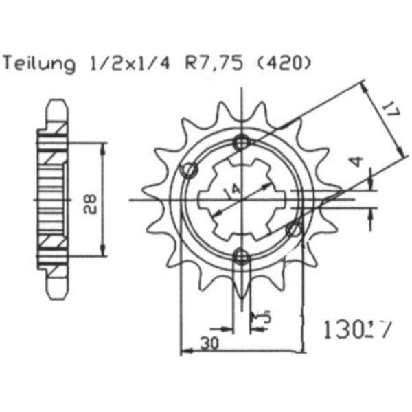 Zahnrad Ritzel 13Z Teilung 420 501301713