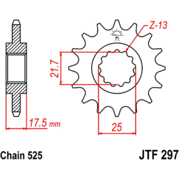 Front sprocket 14tooth pitch 525 JTF29714 fitting for Honda CB Sport 500 PC32G 2000, 33 PS, 24 kw