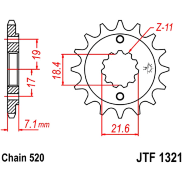 Front sprocket 12t pitch 520 JTF132112 fitting for Honda CRF  250 MD38B 2014, 23 PS, 17 kw