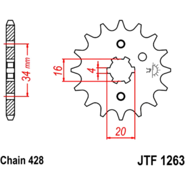 Zahnrad Ritzel 16Z Teilung 428