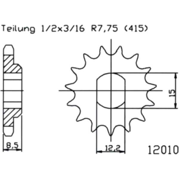 Zahnrad Ritzel 10Z Teilung 415 passend für KTM SX  50  2008, 11 PS, 8,1 kw