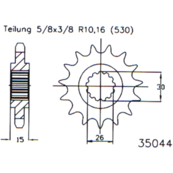 Zahnrad Ritzel 17Z Teilung 530 503504417 passend für MZ/MUZ 1000  1000 MZ1000 2007, 100 PS, 73 kw