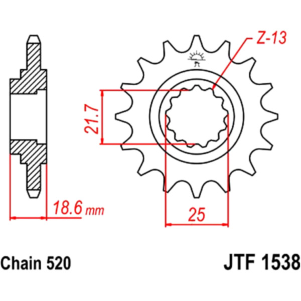 Zahnrad Ritzel 15Z Teilung 520 JTF153815