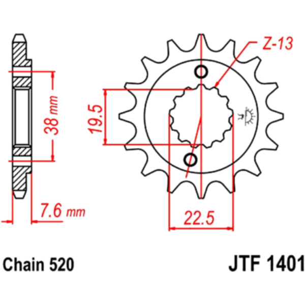 Front sprocket 13tooth pitch 520 JTF140113 fitting for Arctic Cat/Textron DVX 2WD 400  2007, 