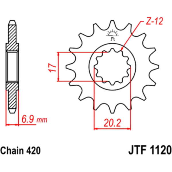 Front sprocket 13tooth pitch 420 JTF112013 fitting for Generic Trigger Competition 50  2008, 1,9 PS, 1,39 kw