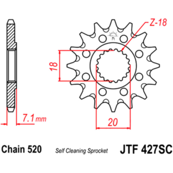 Front sprocket racing 12tooth pitch 520 JTF42712SC fitting for Suzuki RM  125 RF16A 2008, 41 PS, 30,2 kw