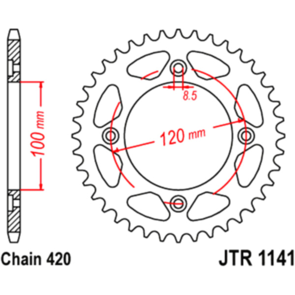 Kettenblatt Kettenrad 51Z Teilung 420 JTR114151 passend für Beta RR EnduroAlurahmen 50  2004, 1,8 PS, 1,3 kw