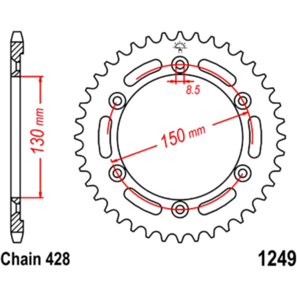 Rear sprocket 51 tooth pitch 428 JTR124951_1