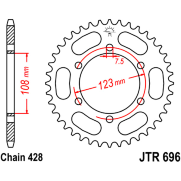 Rear sprocket 43 tooth pitch 428 JTR69643