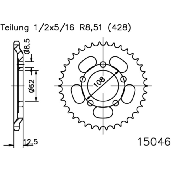 Rear sprocket 49 tooth 428 silver 501504649