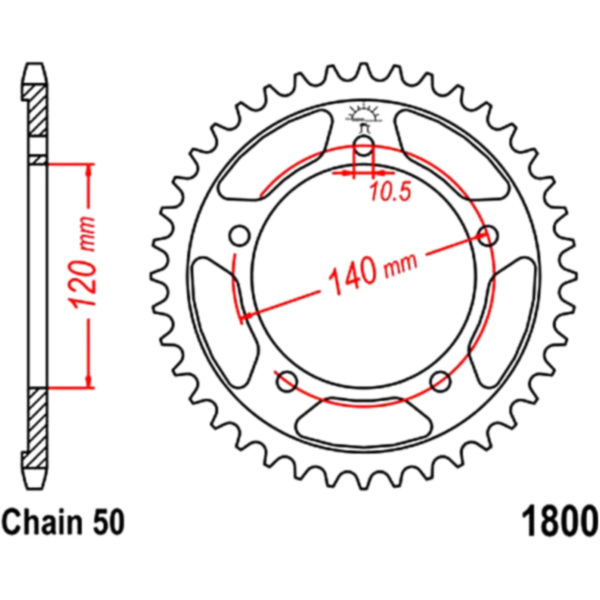 Rear sprocket 44 tooth pitch 530 JTR180044 fitting for Suzuki SV  1000 WVBX4121 2005, 124 PS, 91 kw