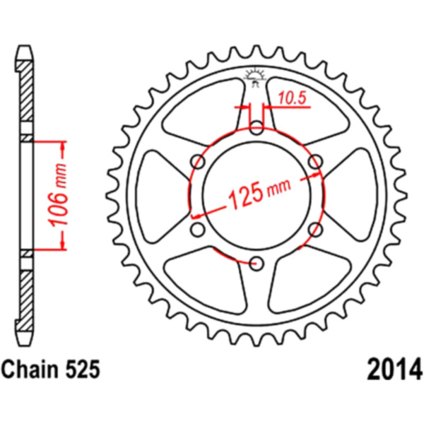 Rear sprocket 50 tooth ptich 525 fitting for Triumph Tiger ABS 800 A08 2012, 95/48 PS, 70/35 kw