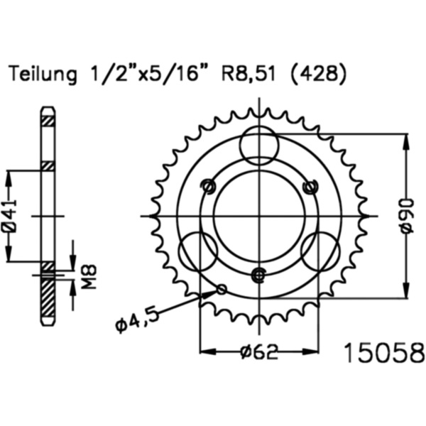 Rear sprocket 35 tooth pitch 428 black fitting for Buffalo/Quelle Streak  50  2007, 3,5 PS, 2,6 kw