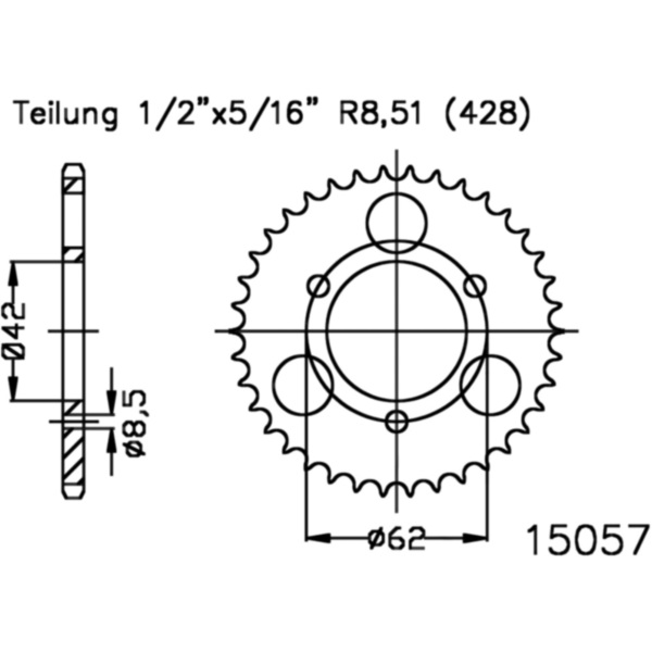 Rear sprocket 32 tooth pitch 428 black 501505732 fitting for Masai L  50  2007, 3,5 PS, 2,6 kw