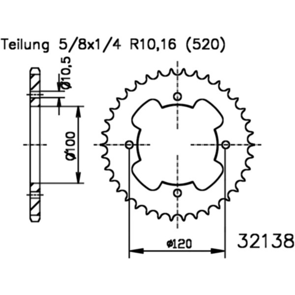 Rear sprocket 32 tooth pitch 520 503213832