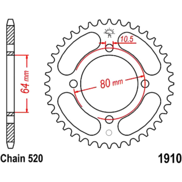 Rear sprocket 32t 520 pitch fitting for Adly/Herchee Crossroad  150  2005, 9,5 PS, 7 kw