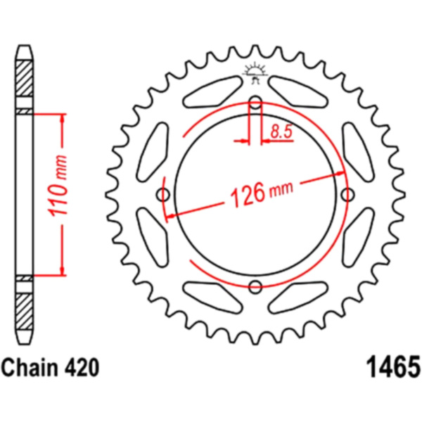 Rear sprocket 47 tooth pitch 420 JTR146547 fitting for Kawasaki KX  65 KX065AAA 2008, 16,7 PS, 12 kw