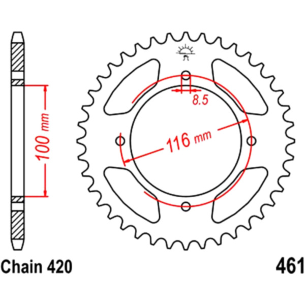 Rear sprocket 47 tooth pitch 420 JTR46147