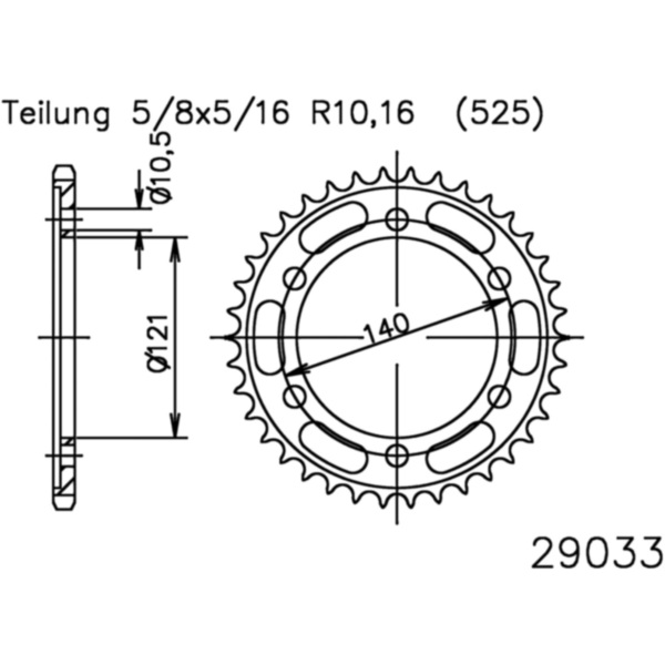 Rear sprocket 45 tooth pitch 525 502903345 fitting for Cagiva V-Raptor  650 M211 2001, 72/34 PS, 53/25 kw