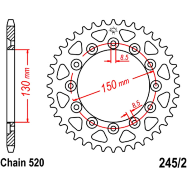 Rear sprocket 38 tooth pitch 520 JTR245238 fitting for Yamaha WR  450 DJ031 2012, 