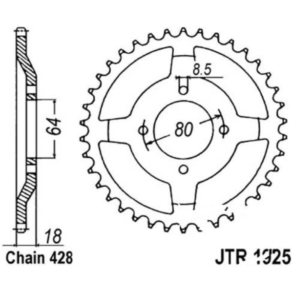 Kettenblatt Kettenrad 51Z Teilung 428 JTR192551