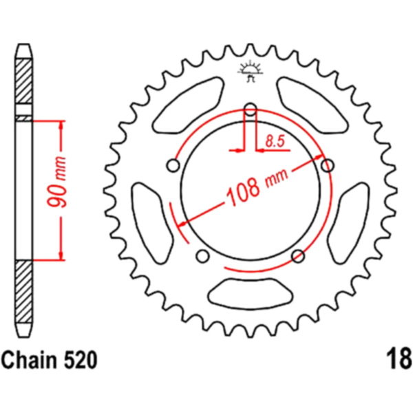 Rear sprocket 43 tooth pitch 520 JTR1843