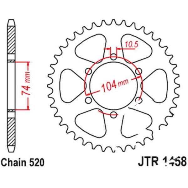 Rear sprocket 40 tooth pitch 520 JTR145840