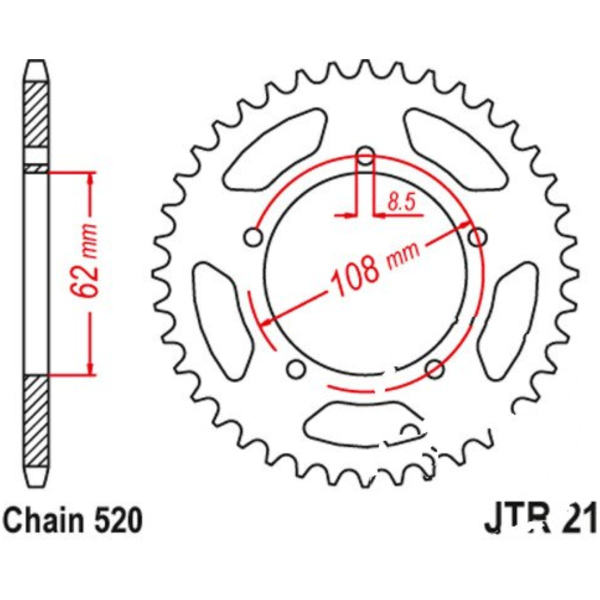 Rear sprocket 40 tooth pitch 520 JTR2140