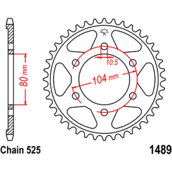 Rear sprocket 42 tooth pitch 525 JTR148942 fitting for Kawasaki Z EditionABS 1000 ZRT00HJA 2020, 142/98 PS, 104,5/72 kw