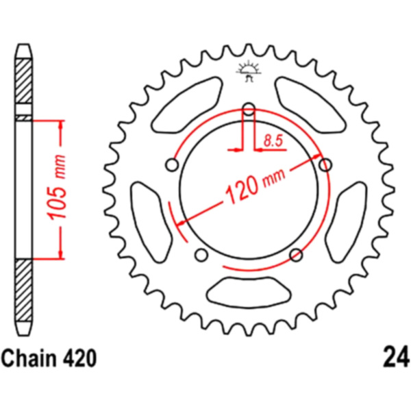 Rear sprocket 50tooth pitch 420 JTR2450 fitting for Aprilia MX  50 ST000/ST001/STA01 2003, 2 PS, 1,5 kw