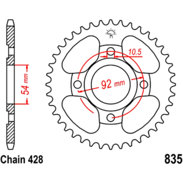 Rear sprocket 46 tooth 428 black