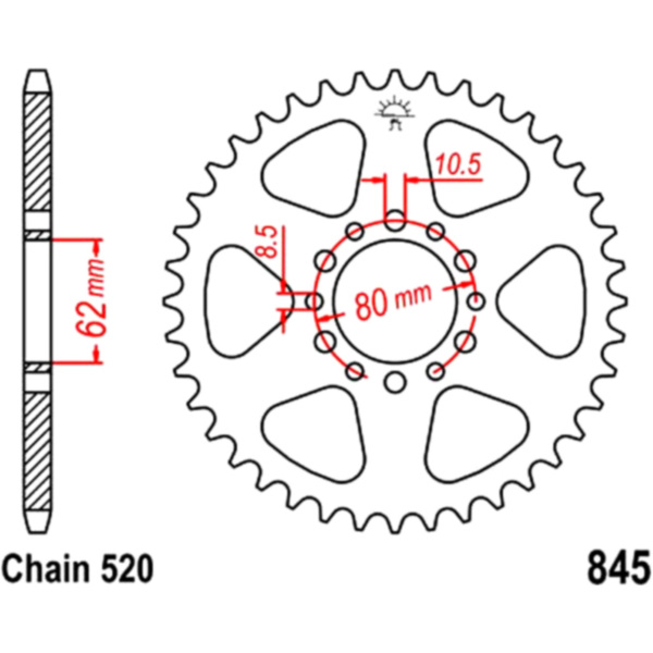 Rear sprocket 47tooth pitch 520