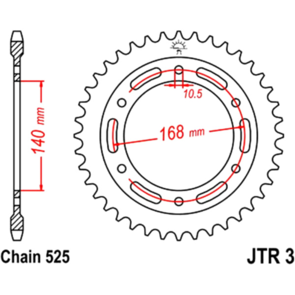 Rear sprocket 42 tooth pitch 525 JTR342 fitting for BMW F 800 ABS ESA 800 4R80/K73 2018, 48 PS, 35 kw