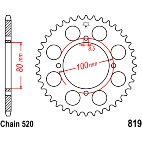 Rear sprocket 47 tooth pitch 520 JTR81947