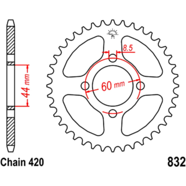 Rear sprocket 50 tooth pitch 420 black