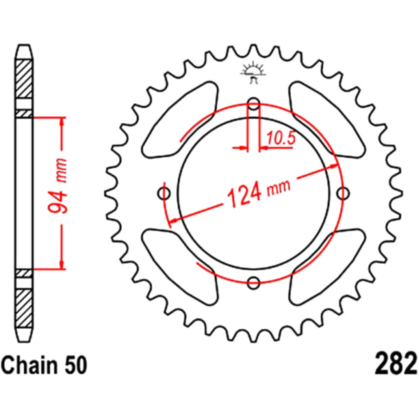 Rear sprocket 36 tooth pitch 530 silver