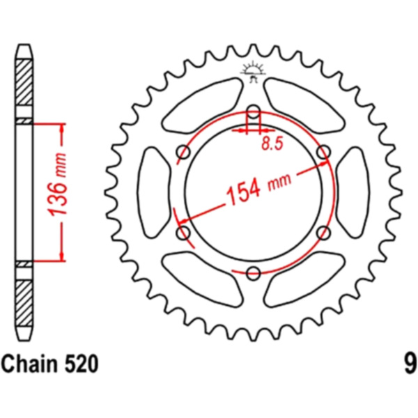 Rear sprocket 47 tooth pitch 520 JTR947