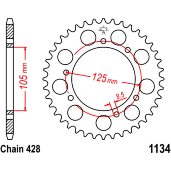 Rear sprocket 50 tooth pitch 428 JTR113450