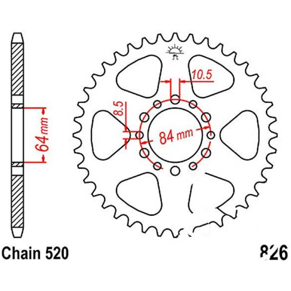 Rear sprocket 47 tooth pitch 520 JTR82647